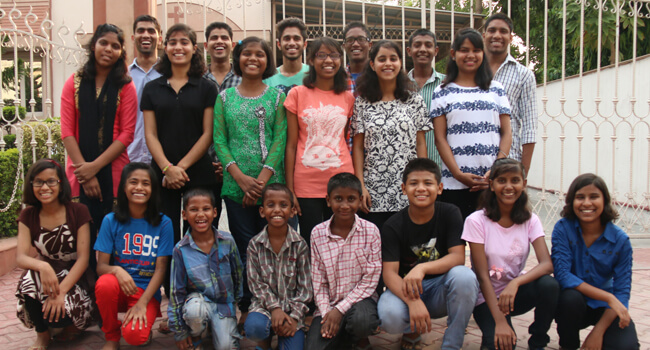 Group photo of children and staff at Karuna Children's Home